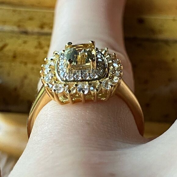 Natural Yellow Zircon Yellow Sapphire Sterling Silver Ring Size 6 - Picture 2 of 9